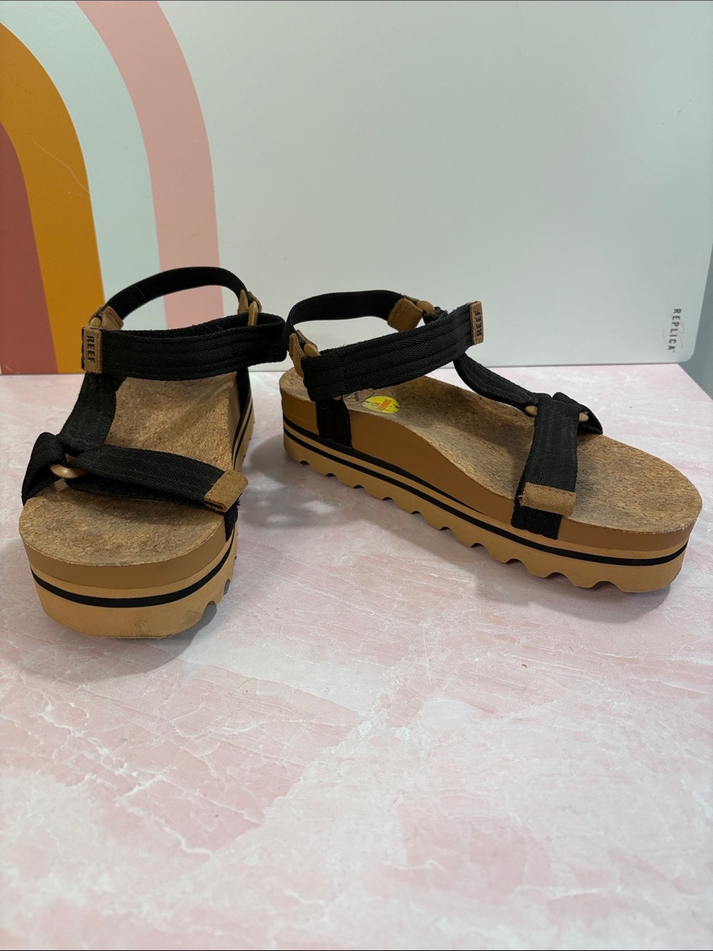 Reef Women’s Black and Tan Platform Sandals - Picture 2 of 7